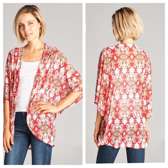 Navy Mesh Scroll Print Kimono Cardigan - Picture 7 of 8